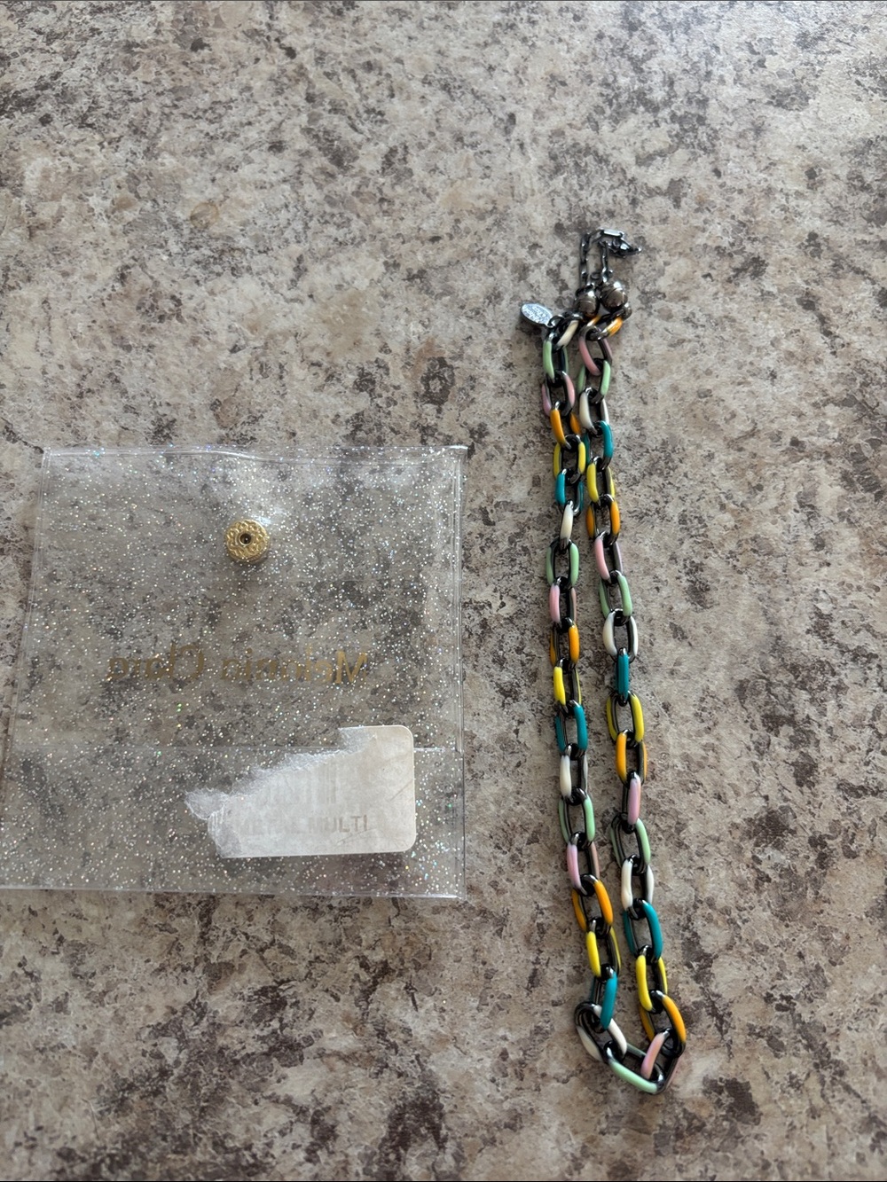 Gunmetal multi color necklace